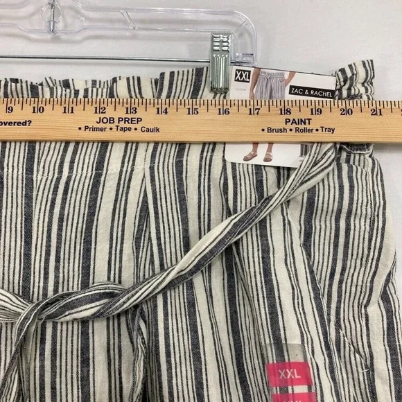 New Zac & Rachel size XXL‎ Wide Leg Striped Linen Blend Belted Cropped Pants - Picture 6 of 12